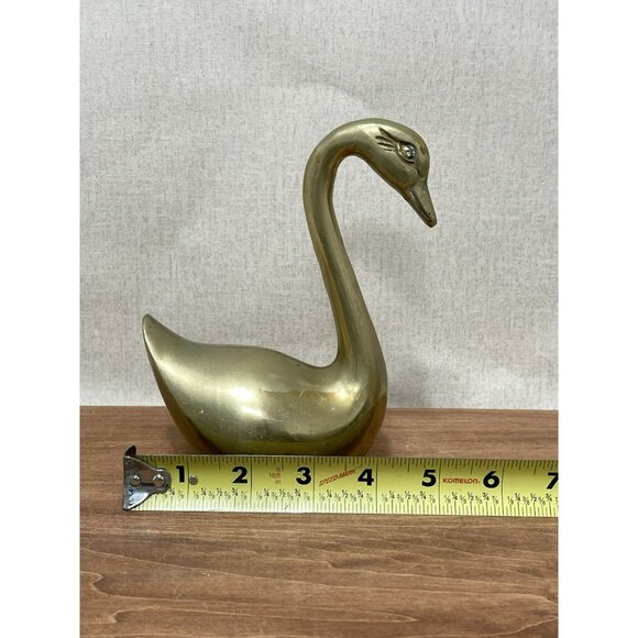 Vintage Mid Century Brass Swan Figurine 6 Inch - Picture 2 of 7